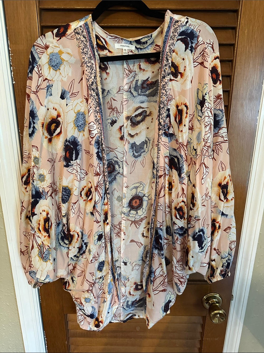 Maurice’s Floral Open-Front Kimono Cardigan - Blush Floral